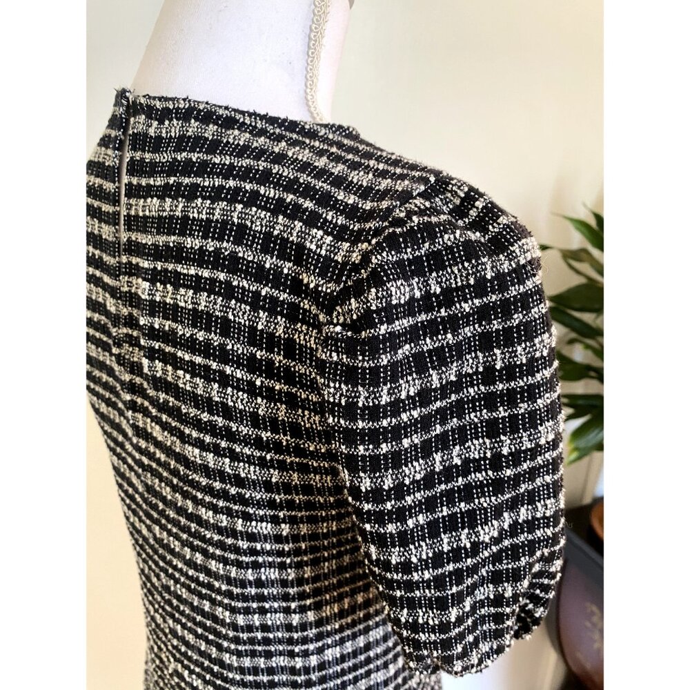 ⚫ ⚪ Chic Zara b&w shift dress with puff sleeves in tweed-like fabric ⚪ ⚫ - Picture 6 of 8